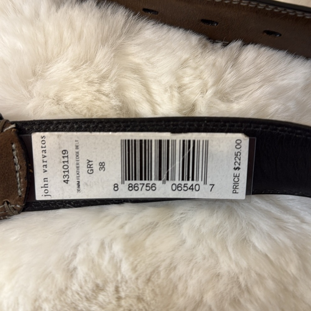 John Varvatos Brown Leather Belt - Picture 7 of 15